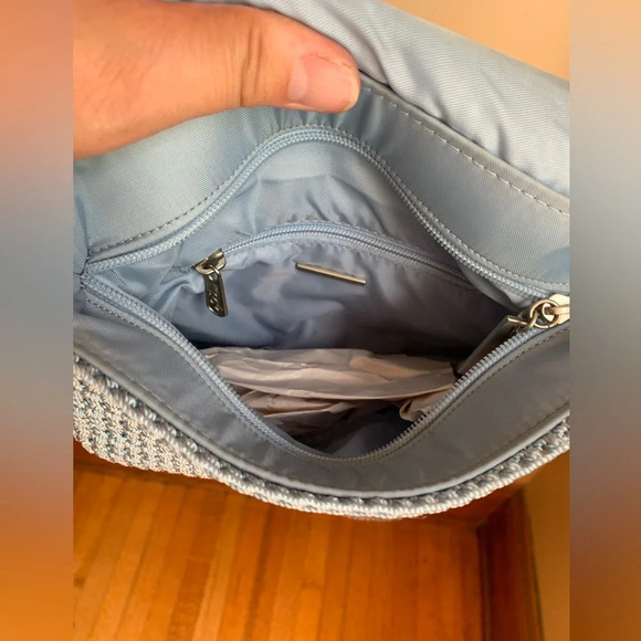 The sak knitted crochet y2k purse, light blue knit shoulder bag mini - Picture 8 of 9